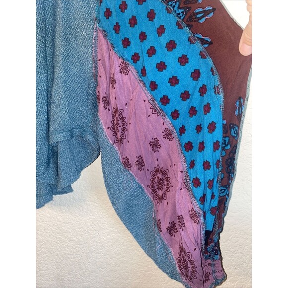 We The Free Sweater Boho thermal Paisley patchwork Drop Shoulder M hippie - Picture 8 of 10